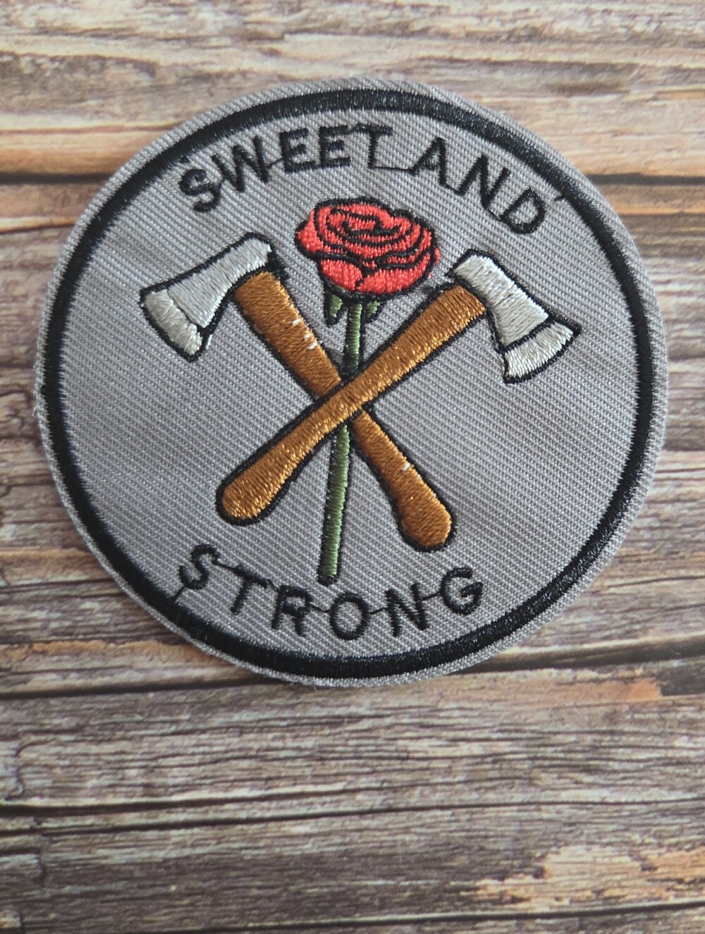 Sweet and Strong Rose Feminist Axe Emo Lady Punk Rockabilly Iron on Patch